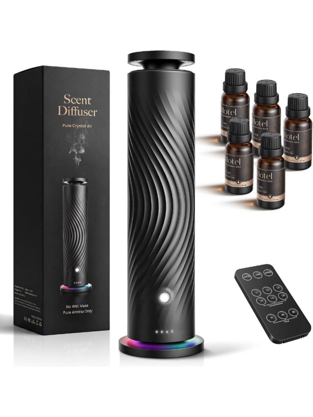 Waterless Essential Oil Diffuser Starter Kit with 5 Aromatherapy Oils for Home
